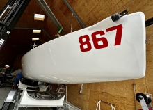 A brand new Melges 24 #867 going through the inspection for the Melges 24 Worlds 2023
