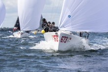 A "bullet-team" NEFELI of Peter Karrie (GER) with Niccolo Bianchi, Alessandro Franci, Saverio Cigliano and Alessandro Saettone takes two more bullets on Final Day to post four wins in total - Me﻿lges 24 World Championship 2023 - Middelfart, Denmark