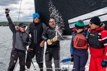 Dan Berezin and his crew on SURPRISE CAN629 consisting of Michael Berezin, his son; Alex Kapustin, Mykhaylo Mayevskyy and Valerie Sushko - 2023 Corinthian Melges 24 U.S. National Champions