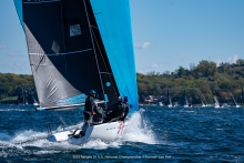 Brian Porter at the helm of FULL THROTTLE USA849 with his ‘boys’: Bri Porter, RJ Porter and Matt Woodworth as crew - 2023 Melges 24 U.S. National Champions