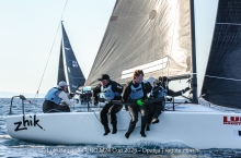 Miles Quinton's Zhik Race Team GBR694 with Geoff Carveth at the helm 