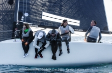 Michele Paolettis's Strambapapa ITA689 with Giovanna Micol, Davide Bivi, Pietro Perelli, and Giulia Pignolo - Luki Baustoffe CRO Melges 24 Cup 2025 - Opatija
