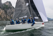 Laura Grondin's Dark Energy USA868 with Taylor Canfield, Ian Liberty, Nick Ford, and Mac Agnese - 2025 Melges 24 European Sailing Series / Italian Open Championship