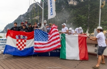 Overall podium: Dark Energy (USA), Razjaren (CRO), Melgina (ITA) - 2025 Melges 24 European Sailing Series / Italian Open Championship