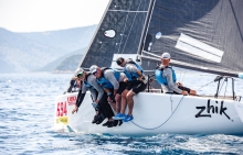 Miles Quinton's Zhik Race Team GBR694 with Geoff Carveth helming - Luki Baustoffe CRO Melges 24 Cup 2025 - Trogir | Melges 24 European Sailing Series 2025