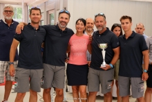 Corinthian division winner in Monfalcone: Akos Csolto's Chinook HUN with Balazs Tomai, Botond Werores, Oliver Demjen and Anna Maria Cisint, the former mayor of Monfalcone and current member of European Parliament - 2025 Melges 24 European Sailing Series - 2025 Trofeo Gaudi - Monfalcone, Italy