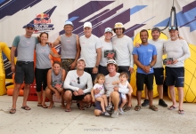 Overall podium in Monfalcone: Paolo Brescia's Melgina ITA, Michele Paoletti's Strambapapa ITA, and Peter Karrie's Nefeli GER - 2025 Melges 24 European Sailing Series - 2025 Trofeo Gaudi - Monfalcone, Italy