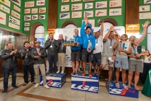 2025 Melges 24 World Championship overall podium - Nefeli (GER), Dark Energy (USA), Strambapapa (ITA)