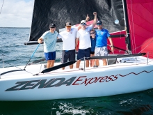 Harry Melges IV, Allan Terhune, Ripley Shelley, Will Huerth, and Colleen O'Brien on ZENDA EXPRESS USA866 - Melges 24 North American Champions 2025