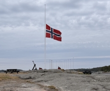 Norway’s flag flies at half-mast in memory of His Majesty King Harald V on the eve of the 2026 Melges 24 European Championship
