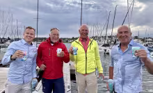 Happy owners of the #878 TAKI 5 (ITA) and #879 VIVA (NED) with the representatives of the Hein Ruyten One Design 
