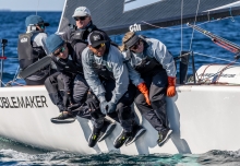 Troublemaker (USA) by Eddie Gary with Steve Liebel, John Goller, Curtis Woodworth and Kathryn Booker is currently third in the Corinthian ranking after Day 3 at the Melges 24 World Championship 2026; proudly supported by the Melges 24 Worlds Official Technical Apparel Partner Gill - Harbor Springs, MI, USA 