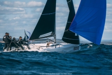 Team Bagdad Prospects (NOR) helmed by Tomas Mathisen, sailing with Hans Herman Nergaard, Daniel Andersen, Alexander Hylen Klippenberg and Jacob Undrum, planing at the Melges 24 European Championship 2026 - Tønsberg, Norway