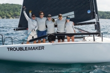 Troublemaker (USA) by Eddie Gary with John Goller, Katherine Booker, Curtis Woodworth and Steve Liebel celebrating the 2026 Melges 24 U.S. National Championship Corinthian title 