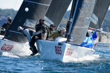 Wah Gwan (USA865) by Anthony Kotoun with Grant Janov, Jordan Janov, Franny Schulte and Stu McNay, take two bullets on Day Two at the Melges 24 World Championship 2026 in Harbor Springs