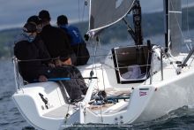 Dark Horse (USA) by Cuyler Morris with Manu Weiller, Ripley Shelley, Mark Ivey and Alec Anderson at the Practice Race - Melges 24 World Championship 2026 - Harbor Springs, MI, USA